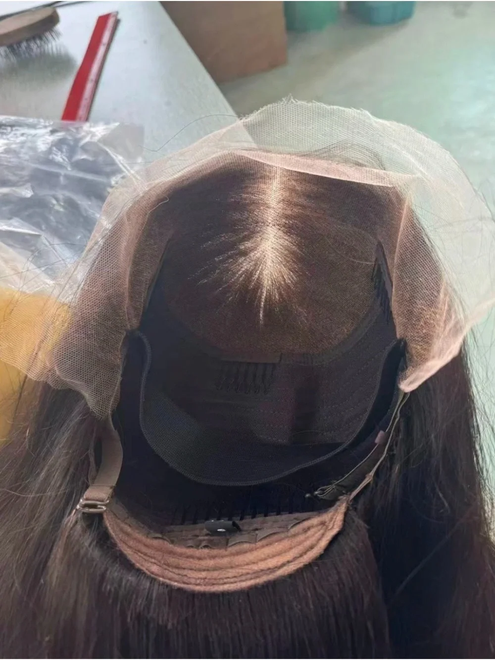 Sleek Long Straight Human Hair Wig - Dark Brown